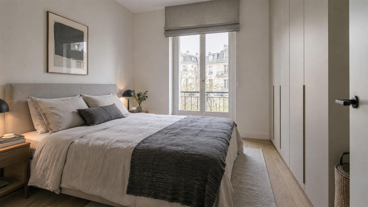 Chambre contemporaine, idée de rénovation intérieure