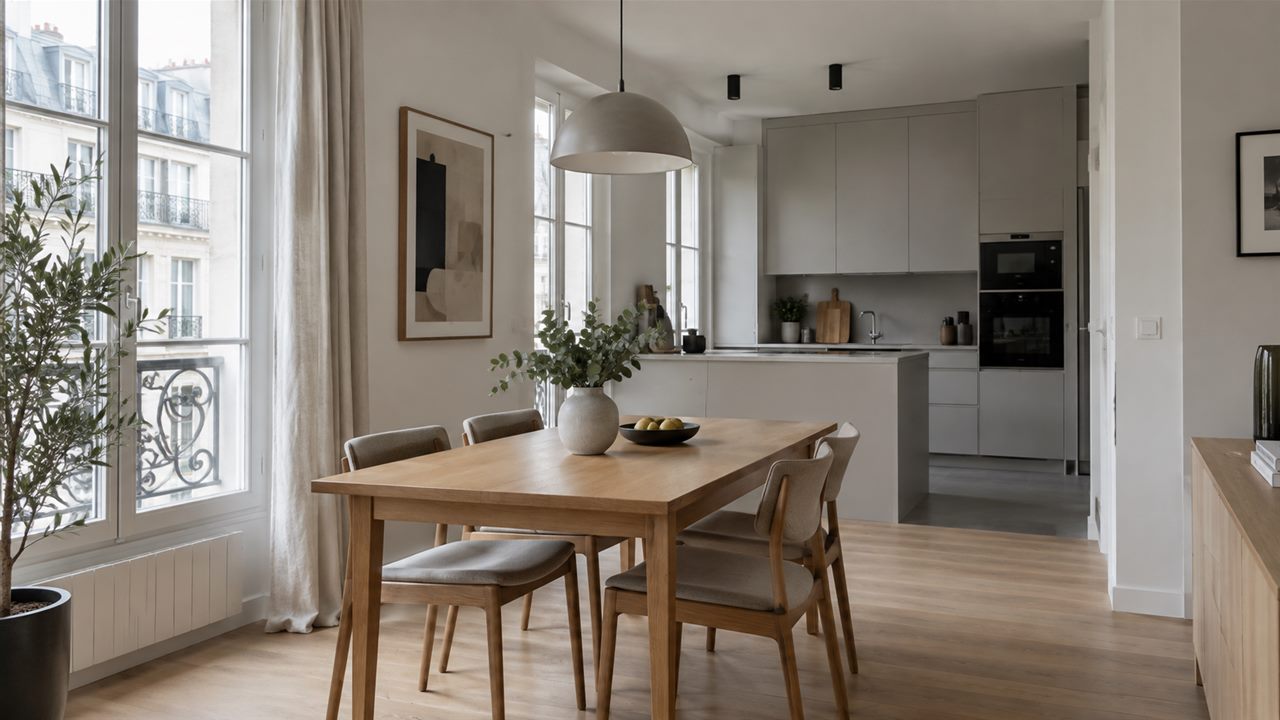 Salle à manger contemporaine, idée de rénovation intérieure