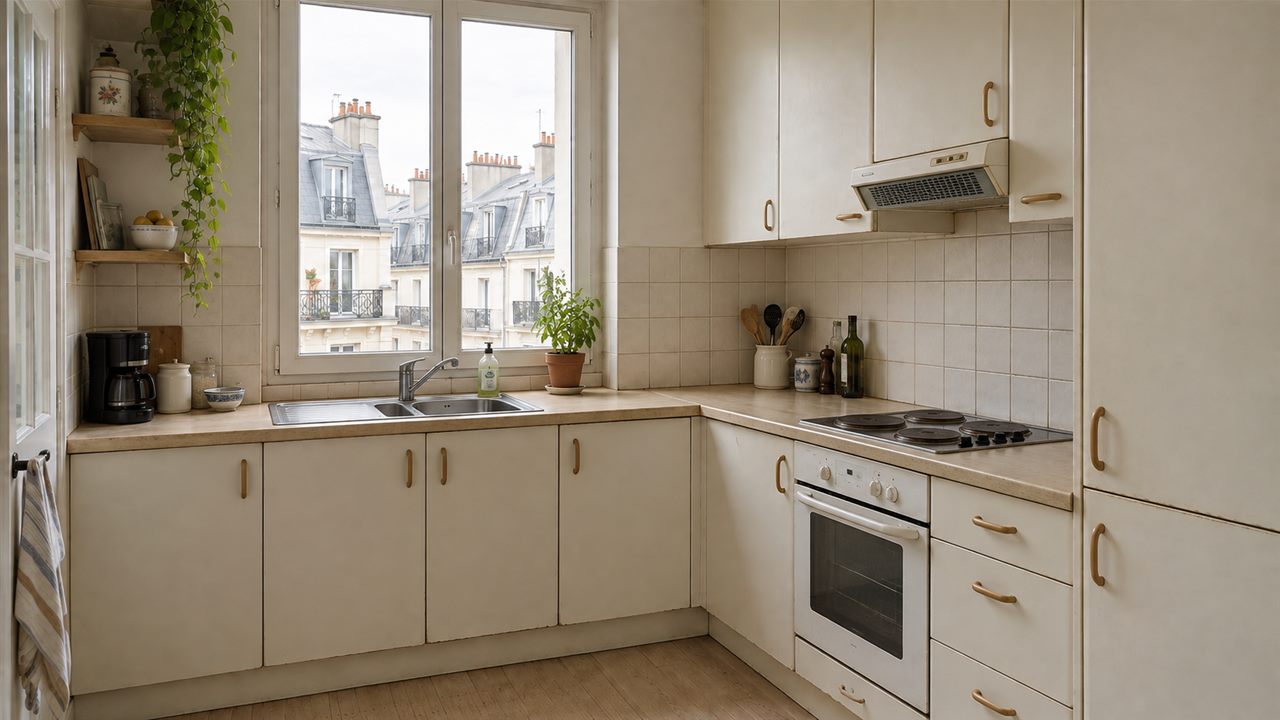 Cuisine avant rénovation, simulation