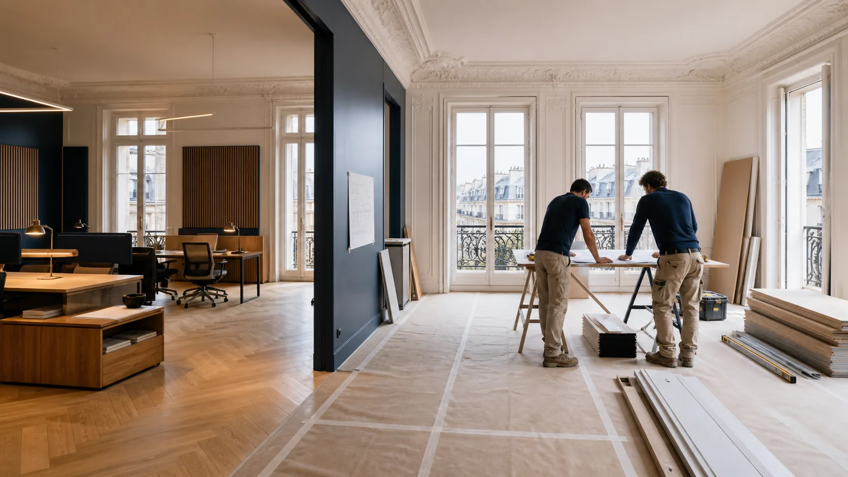 Rénovation de bureaux à Paris — planification du budget et des délais