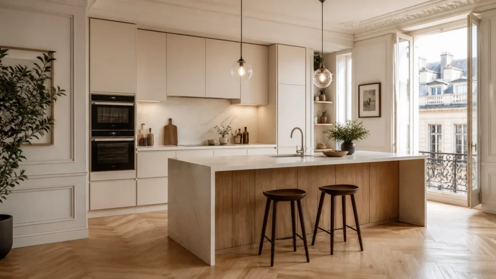 Rénovation de cuisine à Paris — cuisine contemporaine dans un appartement parisien