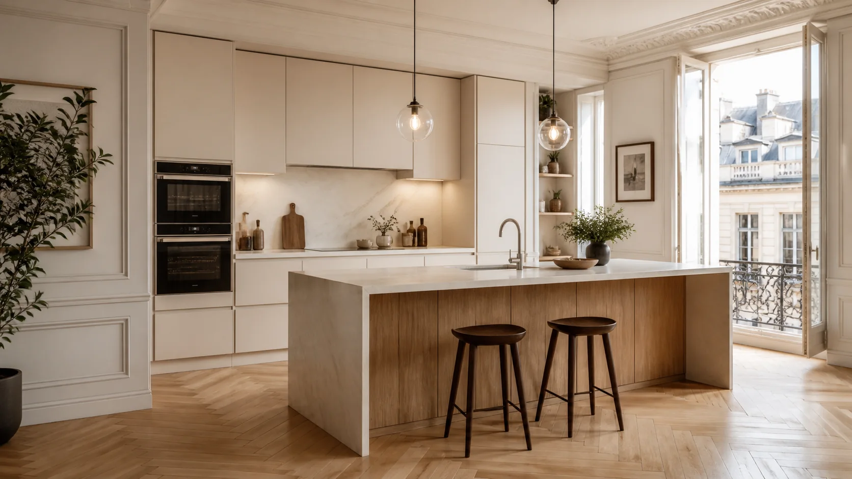 Rénovation de cuisine à Paris — cuisine contemporaine dans un appartement parisien