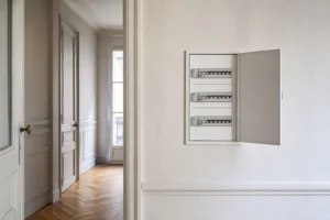 Tableau électrique résidentiel rénové dans un appartement parisien