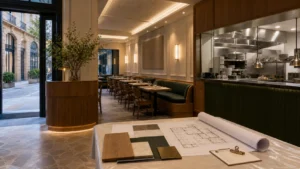 Rénovation de restaurant à Paris avec salle et cuisine professionnelle