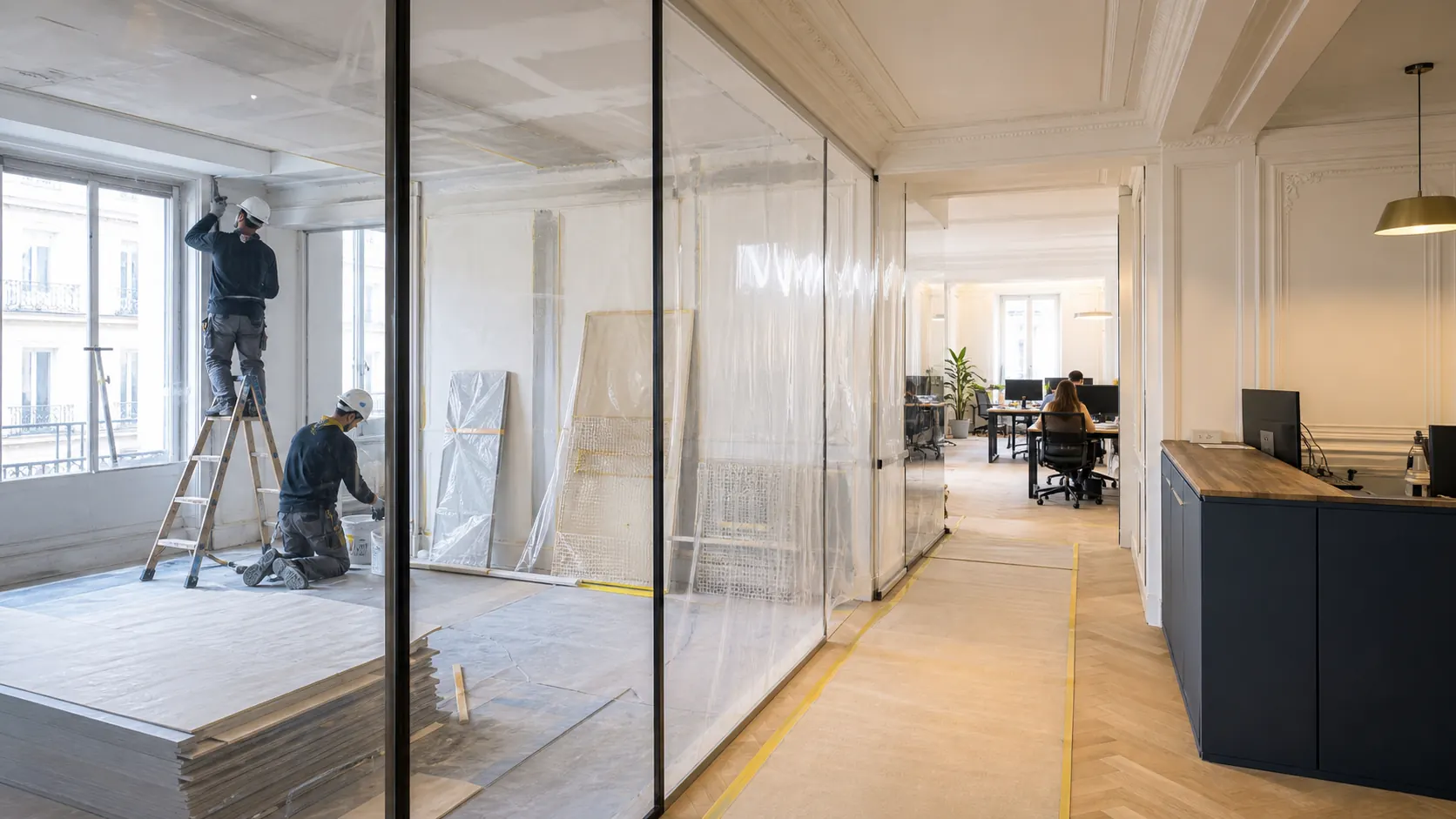 Travaux de bureaux à Paris — rénovation planifiée sans interruption de l’activité